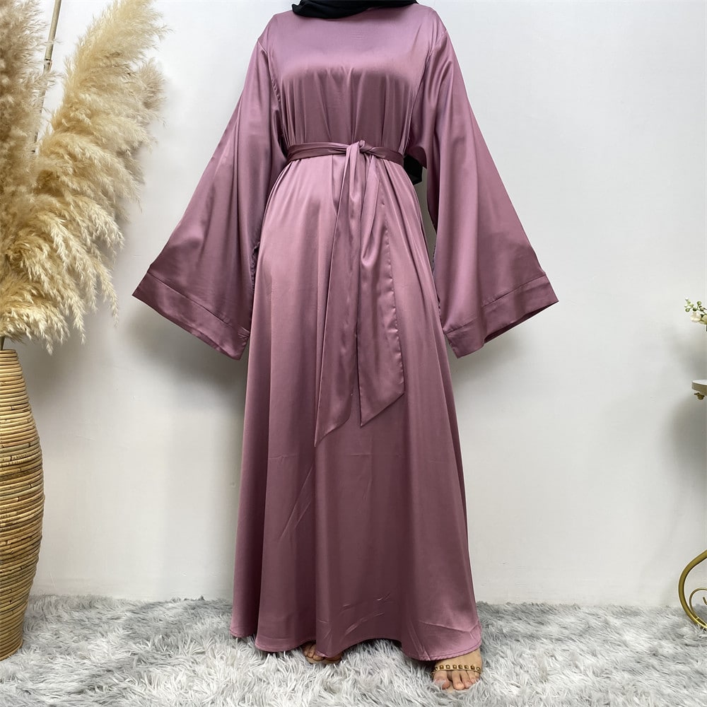 Women's Lace Up Satin Muslim Dress