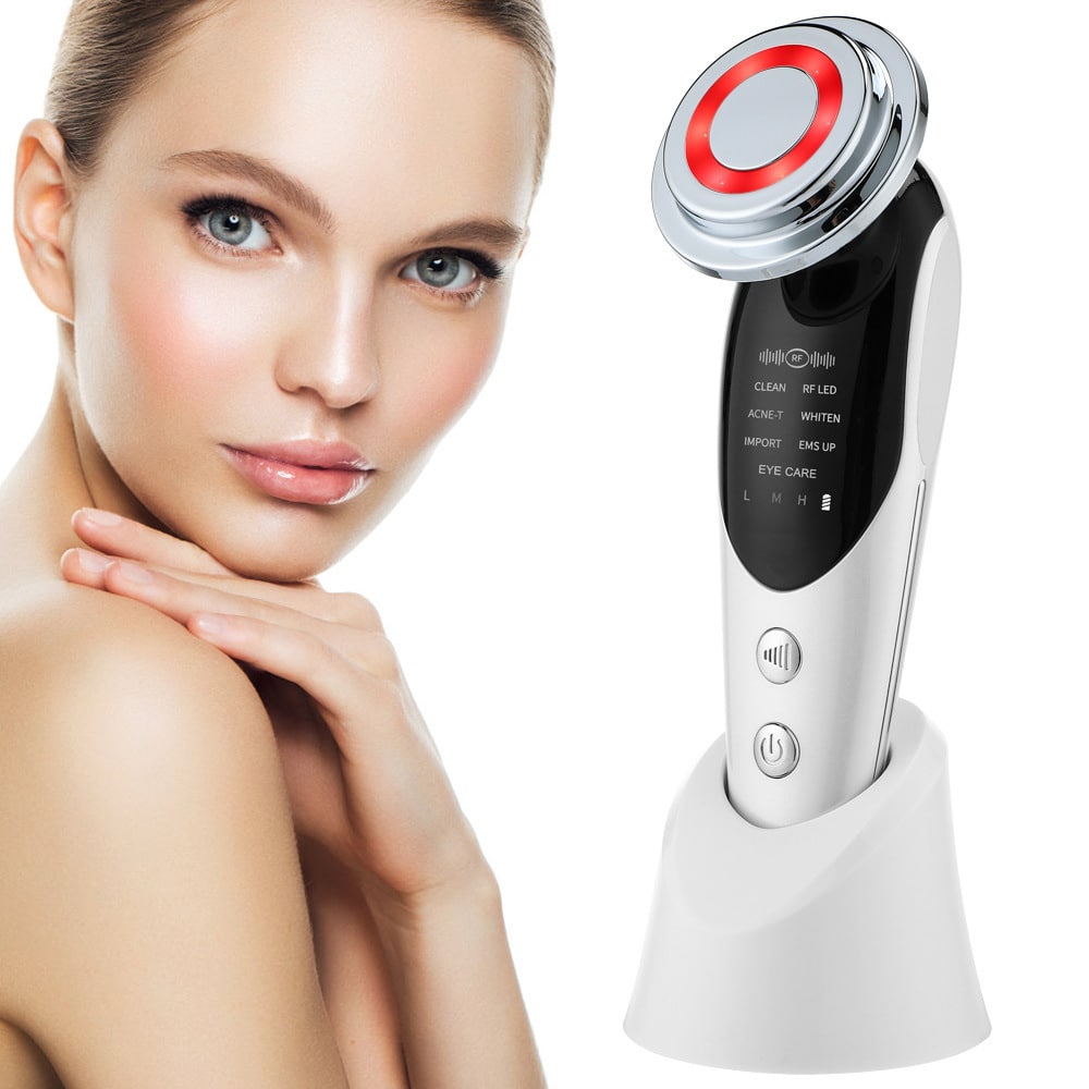 7-in-1 Facial Massager EMS Micro-current Color Light Vibration LED Beauty Purifying Introducer Skin Care Beauty Device
