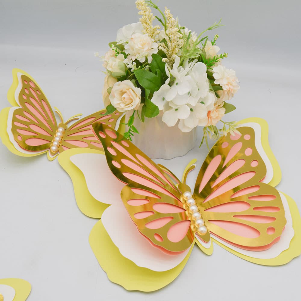 Three-dimensional Hollow Butterfly Wall Paste Four Layers