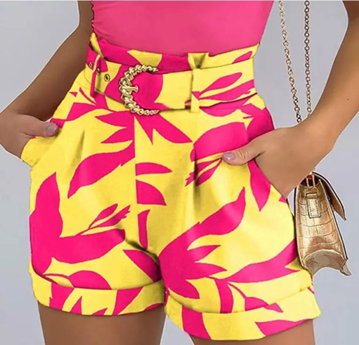 Printed Sleeveless Vest Casual Shorts Suit Women
