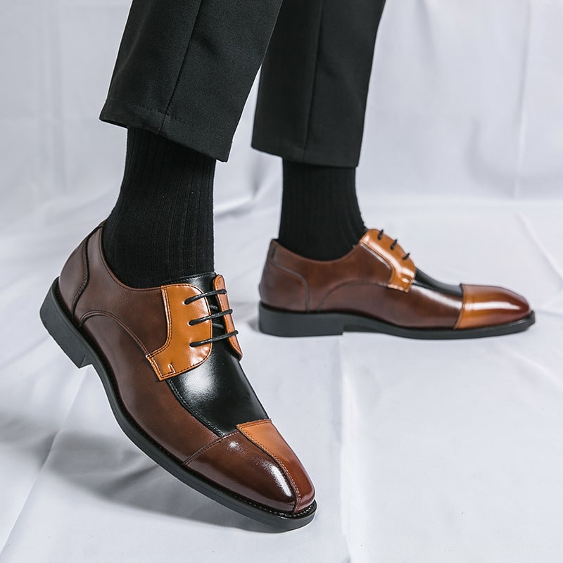 Color Matching Business Formal Wear Leather Shoes