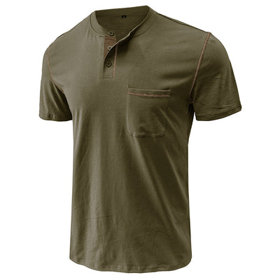 Summer Men's Color Matching Pocket T-shirt Top