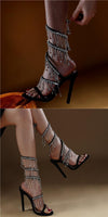 New Black Gold High-heeled Sandals for ladies