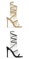 New Black Gold High-heeled Sandals for ladies