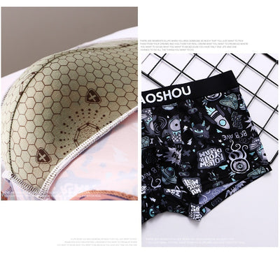 Men's Printed Breathable Ice Silk Boxer Briefs