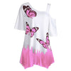 Short Sleeve Women Tops One Shoulder Summer Fashion Butterfly Printed Blouse Plus Size Tunic Casual Shirts Loose Blusas