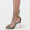 Female Square Toe Cross Lace-up Cutout Sandals