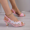 Summer New High Heel Sandals Stiletto Heel Rhinestone Buckle Sandals Fashion Sexy High Heels