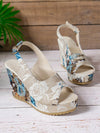 Plus Size Wedge Sandals European And American Fashion Embroidery Height Increasing