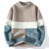 Round Neck Jacquard Color Matching Long Sleeve Pullover