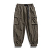 Retro Japanese Multi-pocket Workwear Ankle-tied Ice Silk Casual Pants