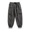 Retro Japanese Multi-pocket Workwear Ankle-tied Ice Silk Casual Pants