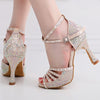 Women's Hot Rhinestone Latin Dance High Heel Shoes Soft Bottom Rhinestone