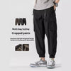 Retro Japanese Multi-pocket Workwear Ankle-tied Ice Silk Casual Pants