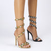 New Black Gold High-heeled Sandals for ladies