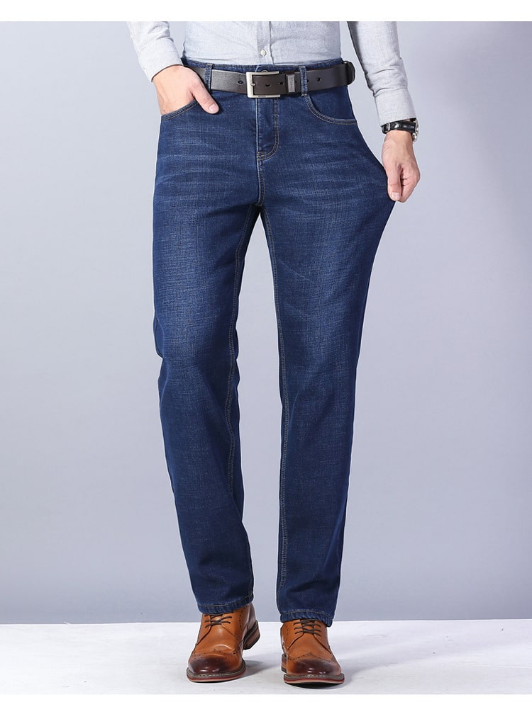 Thickened Plush Jeans Keep Men Warm In Winter